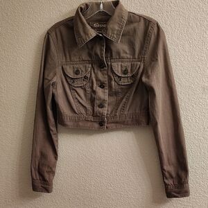 Star Jeans Women's Brown Crop Jean Long Sleeves Jacket B34